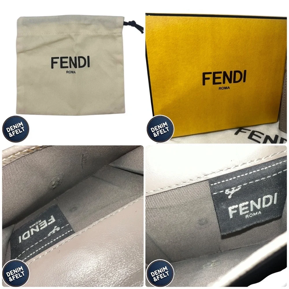 Fendi Textured Cruise Leather Micro Trifold Compact Wallet in Khaki | PRELOVED!!